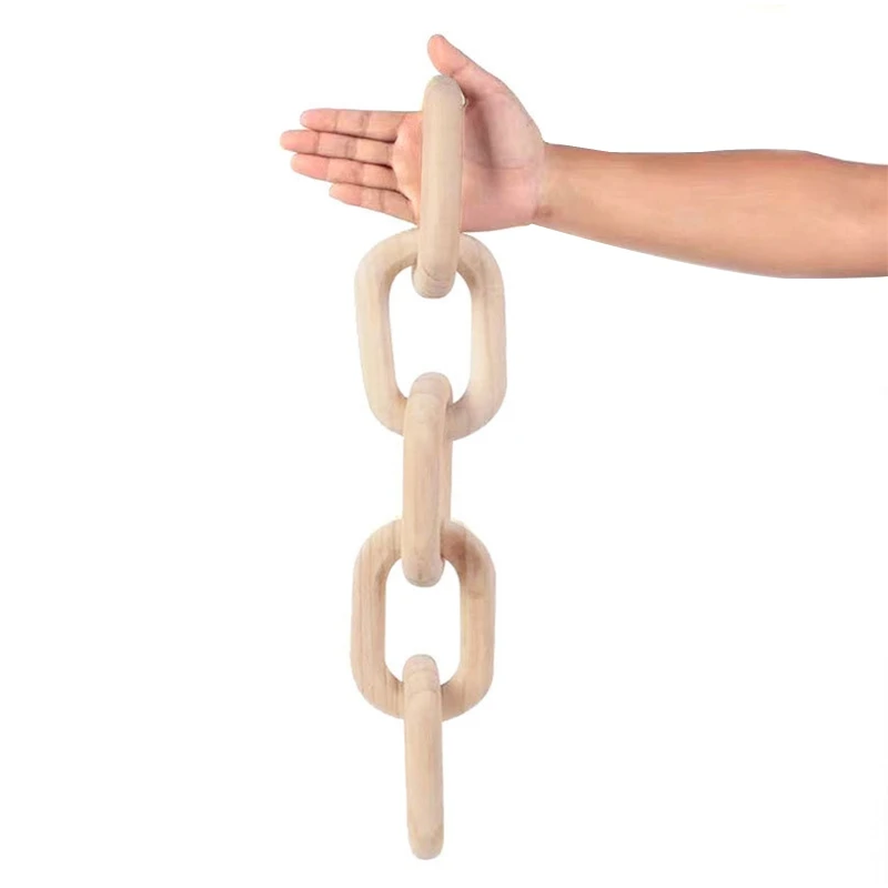 Wood Chain Link Decor Coffee Table Desktop Decorative Wooden Chains For