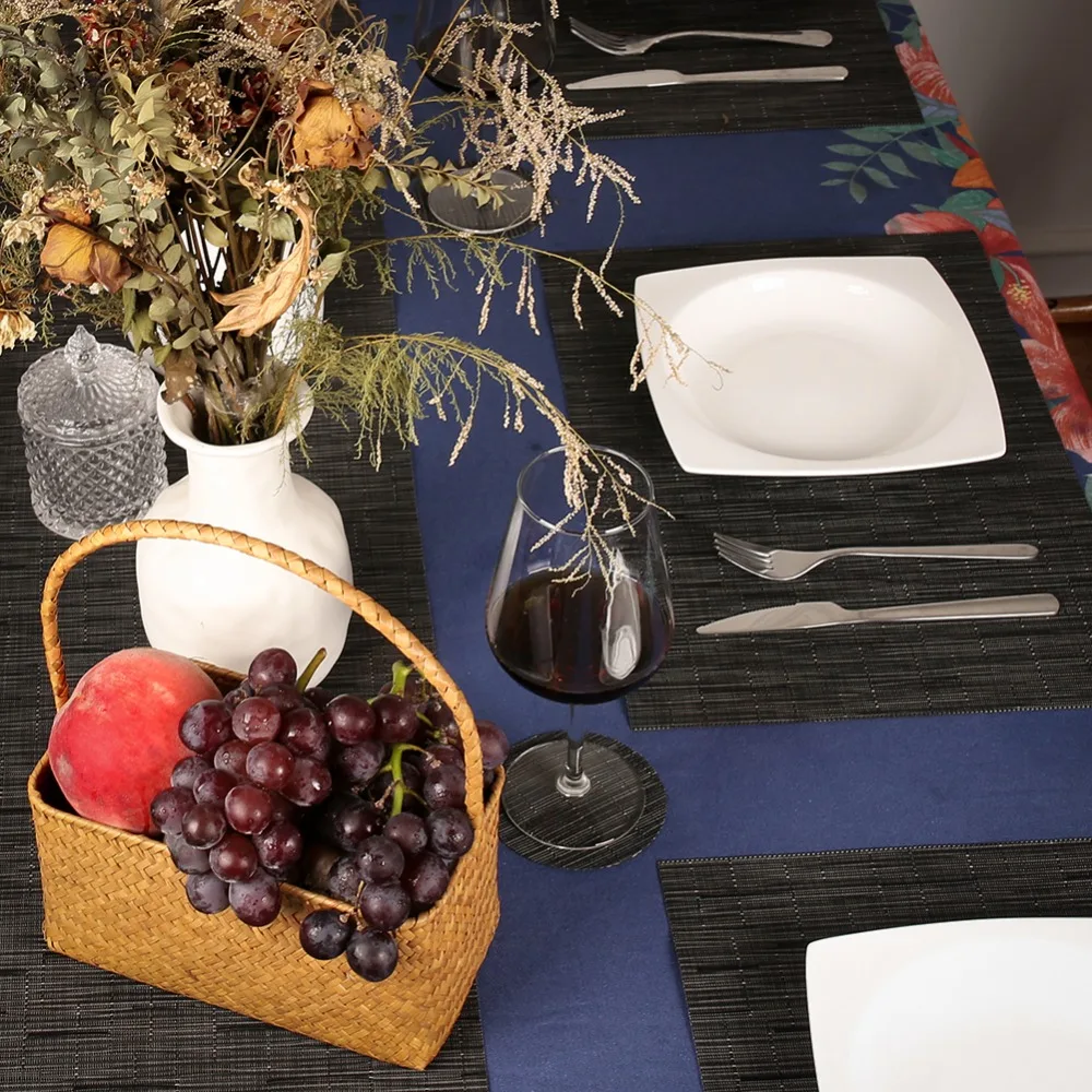 Set 6 Tovagliette E Runner In PVC - Antiscivolo, Lavabili, Grigio, Per Tavolo Da Pranzo - Foto 9