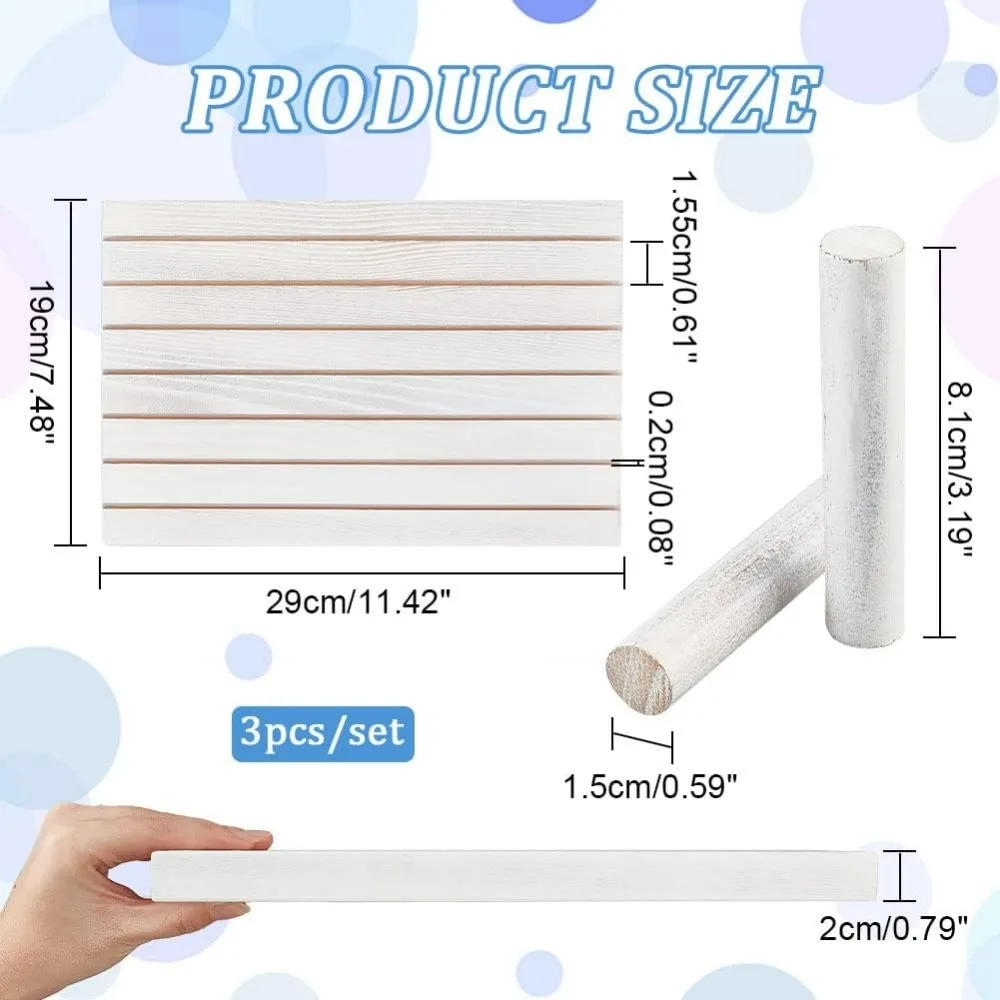 Jewelry Box Wood Earring Card Holder with 2 Detachable Pegs White Jewelry Earring Display Holder Organizer for Selling 11.4&times;7.4"