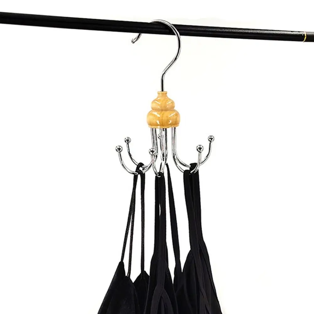 Description Picture 3 of item2Pcs Multipurpose Iron Metal 6 Claw Hooks Anti-slip Space Saving Clothes Hangers 360° Rotating Scarf Storage Rack Wardrobe