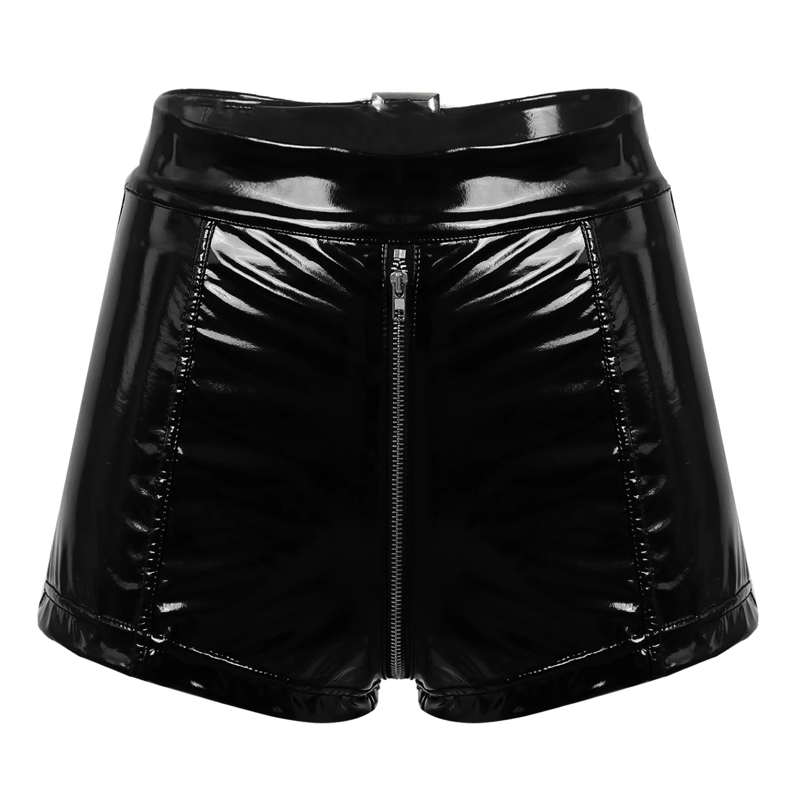 High Waisted Patent Leather Shorts Sexy 