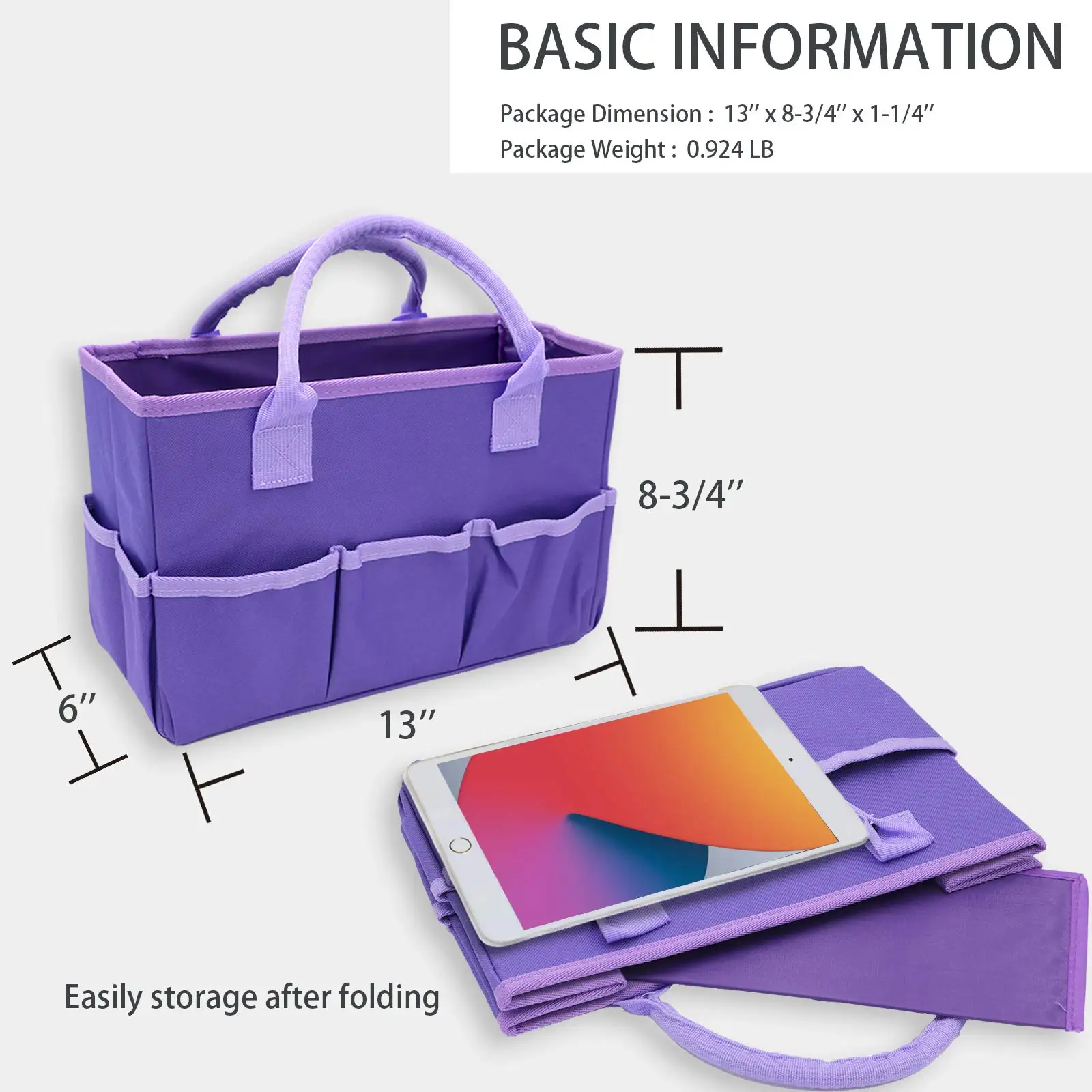 Craft storage tote bag with pocket and handle, Oxford fabric portable box, suitable for teachers, artists, students, travelers, 5