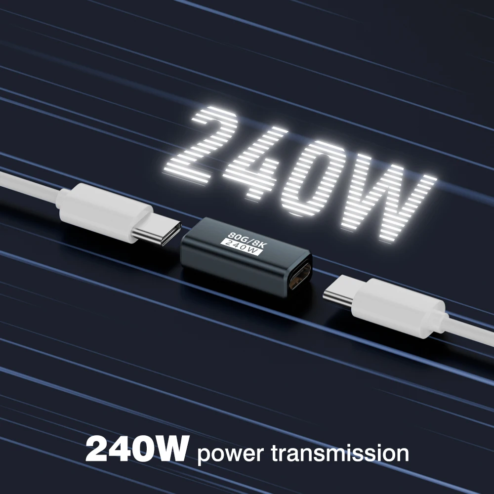 썬더볼트 5/4/3 엘보 어댑터 80Gbps USB4 V2.0 직각 어댑터 90도 L자형 USB-C to USB-C 커넥터 240W PD 8K60Hz
