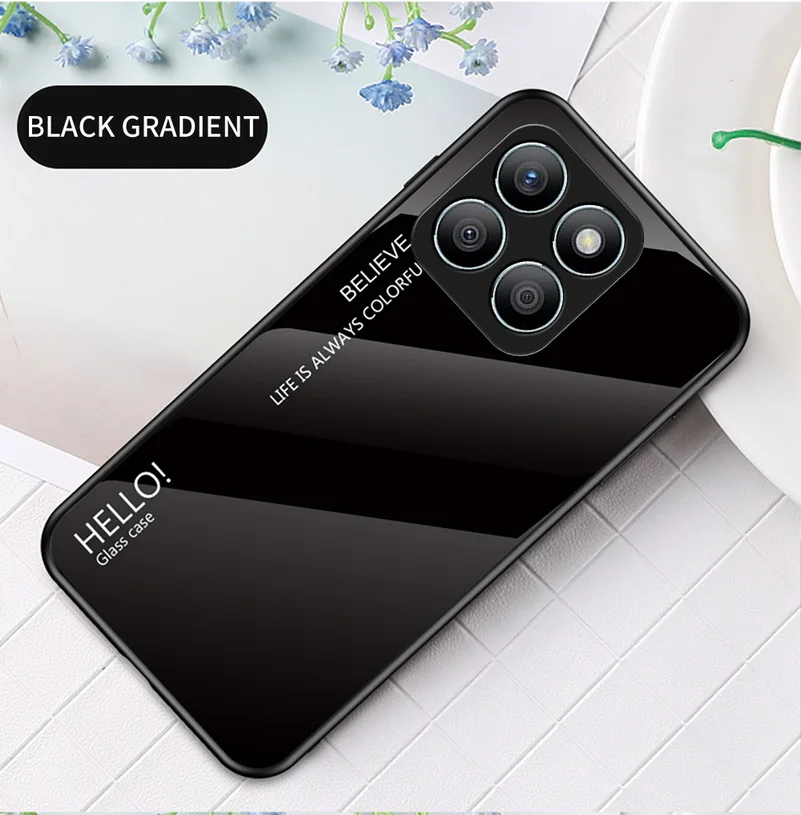 Gradient Tempered Glass Glossy Back Phone Case
