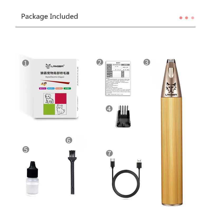 Pet Hair Trimmer Aluminum Alloy Clipper Rechargeable Pet Foot Hair Trimmer Dog/Cats Grooming and Care Electric Hair Cutting Machine 2 Colors