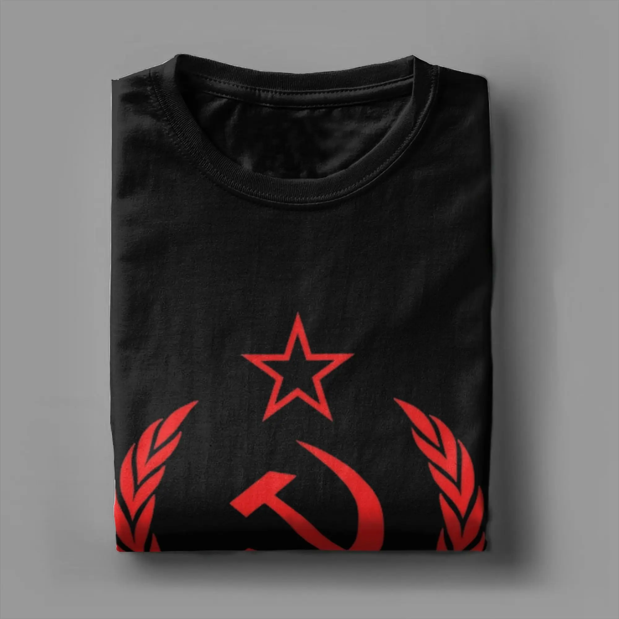 Herren-T-Shirts mit russischem Sichelhammer der UdSSR, Sowjetunion, Kommunisten-Flagge, 100% Baumwolle, Kurzarm-Shirts, Neuheiten-T-Shirts