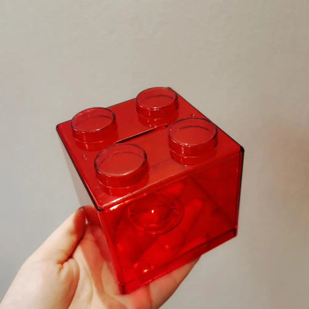 Convenient Money Box Kids Building Block Design Money Saving Box Transparent Easy to Use Piggy Bank for Household 4
