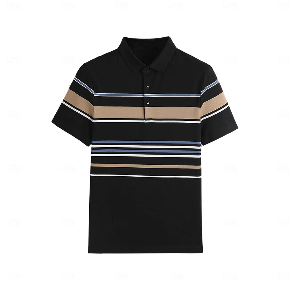 Summer Men's Polo Shirts With Short Sleeve Business Stripes Print Casual Tops Fashion Sport Wear Oversized T Shirts Man Clothes 9 S8eb85563881546a8a5b36d8f378123bel
