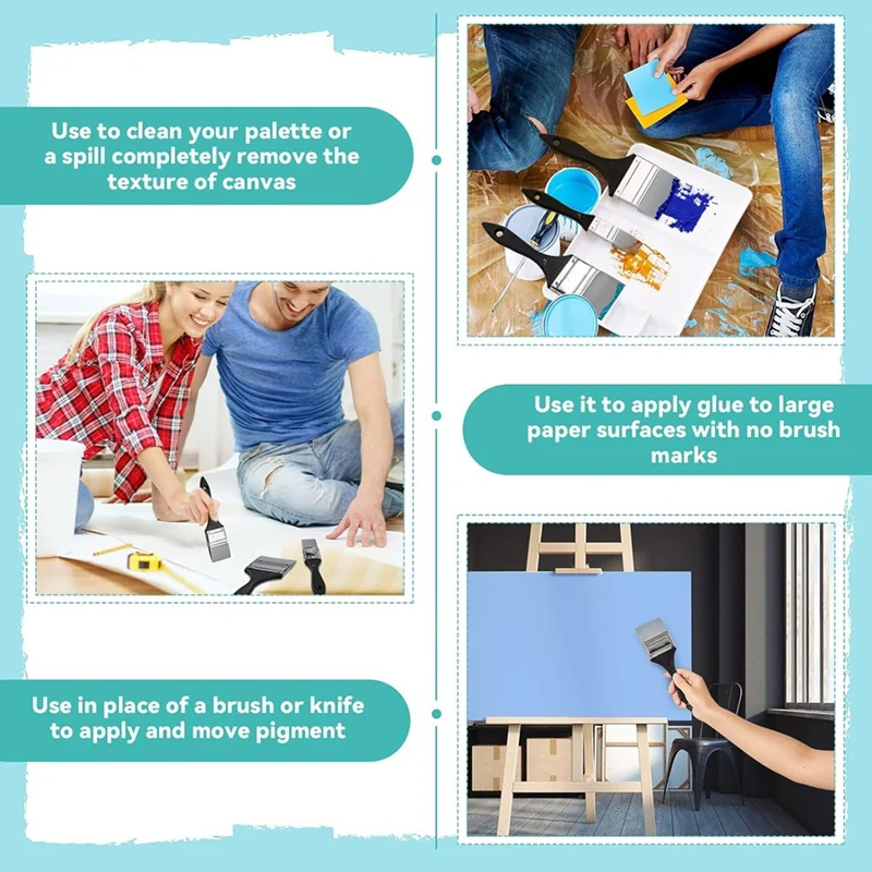 AA51-5Pcs 실리콘 페인트 브러시 세트, 수성 아크릴 페인트, 구아슈(1In,1.5In,2In,2.5In,3In) 용 평면 모양의 페인팅 도구