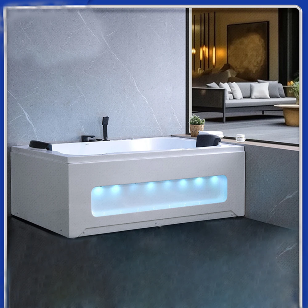 1860mm Bathroom Whirlpool Bathtub LED Colored Lights Indoor Spa Double People Surf Massage Tub 9696-4