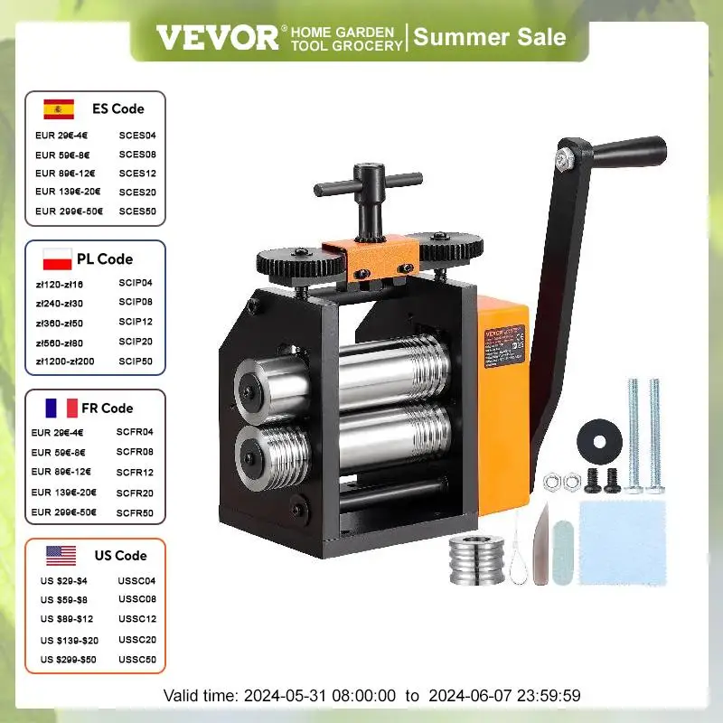 

VEVOR Jewelry Rolling Mill Manual Jewelry Rolling Mill Machine Metal Jewelry Press Making for Gold & Silver Manual Combination