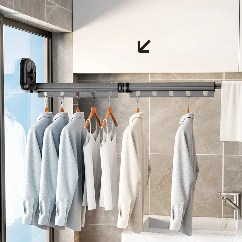 No Punching Folding Clothes Hanger,Aluminum Retractable Drying
