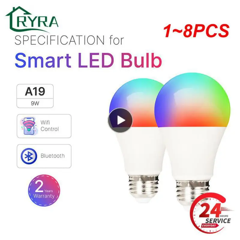 

1~8PCS Smart LED Lamp with Alexa 100W Equivalent 1000lm, RGB Color Changing Globe Light Bulbs, E27 B22 Bayonet-16 Million Colors