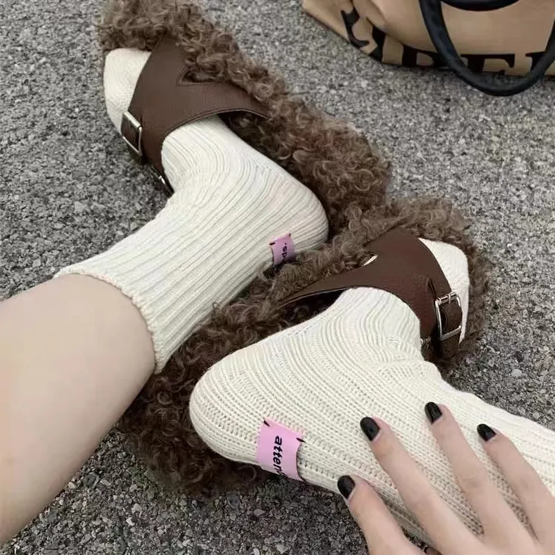 Sports Cotton Knee Socks Korean Needle Thick Thread Knitted Middle Tube Socks For Men Women Couples