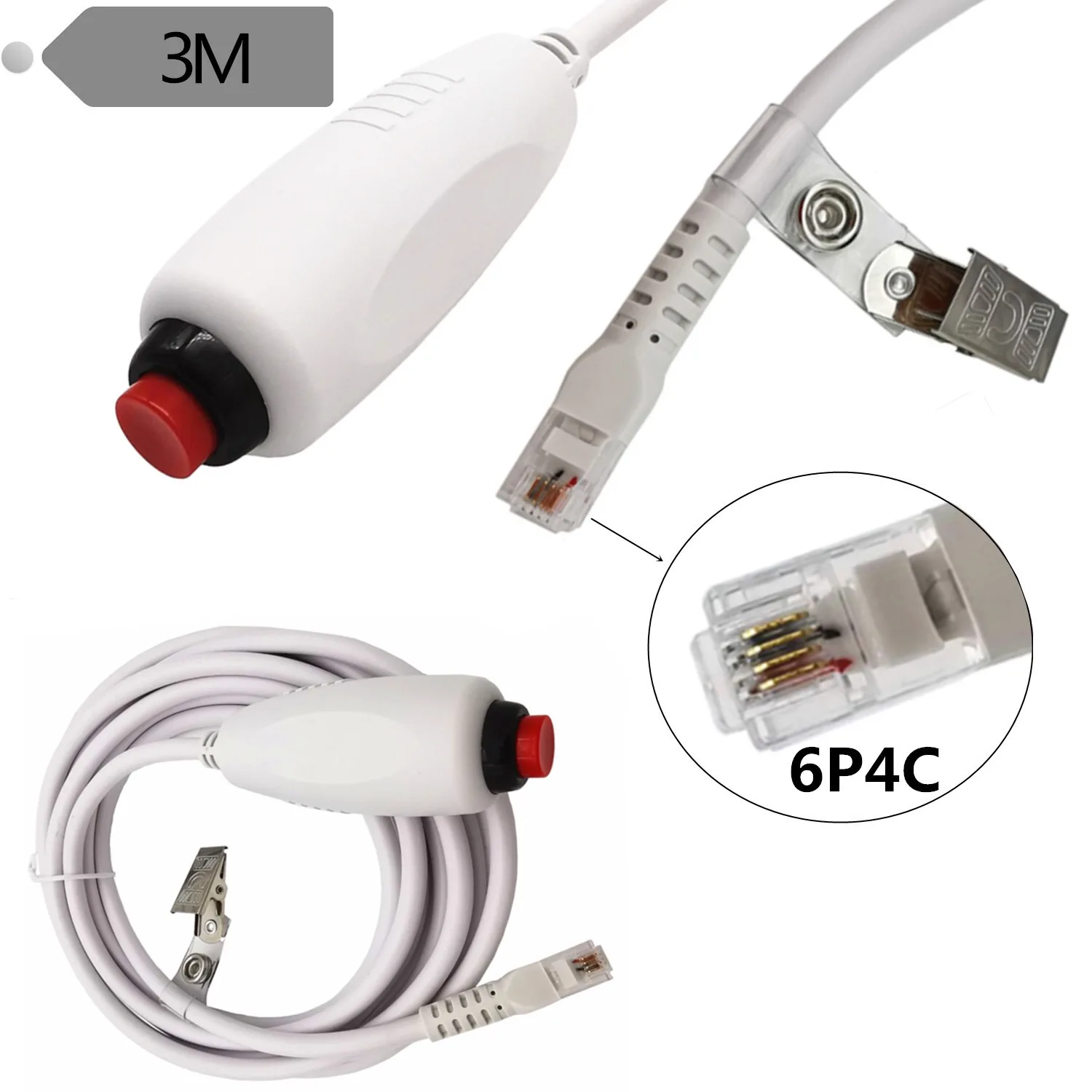 

1 шт. Универсальный сменный кнопочный Шнур кабель для медсестры шнур для вызова с подставкой зажим для листов 6P4C