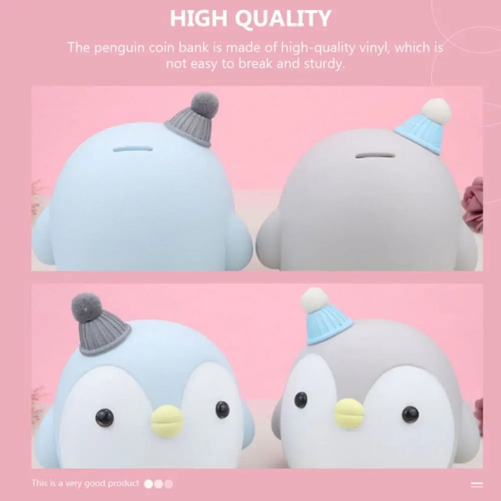 Creative Mini Penguin Piggy Bank Handicraft Cartoon Kids Saving Box Penguin Shape Savings Can Birthday Gifts