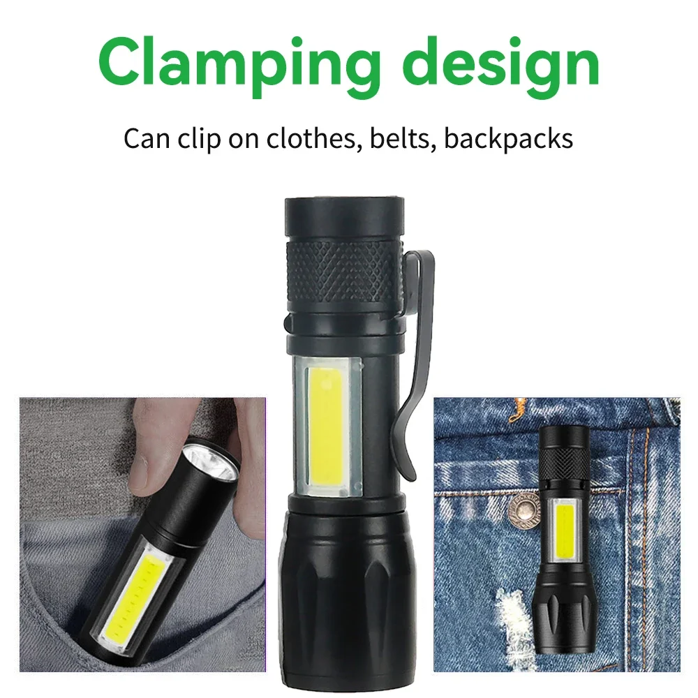 Mini Rechargeable LED Flashlight Use XPE COB Lamp Bead Double Light Source Flash Light for Adventure Camping Fishing Mountaineer led flashlight mini flashlight led flashlights mini led flashlight