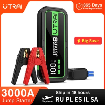 UTRAI Car Jump Starter Power Bank 3000A 20000mAh Dispositivo di avviamento Auto Batteria di emergenza Booster Jump Starter Batteria per auto Starter
