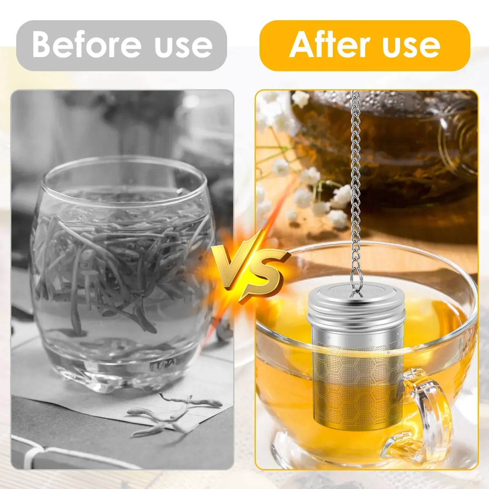 2Pcs Tea Infuser Stainless Steel Tea Strainer Teapot Fine Mesh Tea Leaves Spice Seasoning Filter Teaware Kitchen Accessories
