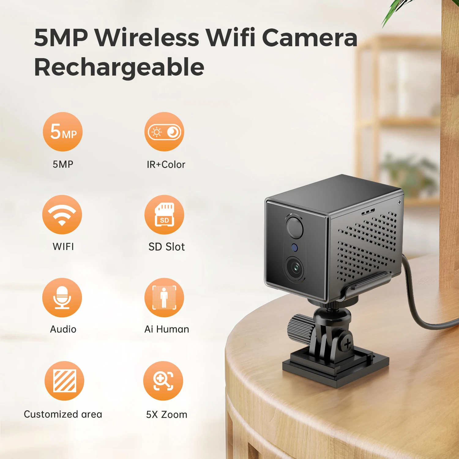 BESDER 5MP ̴ Wifi ī޶  2400mAh  ͸ ǳ ΰ  5X   IP ī޶ O-Kam Pro