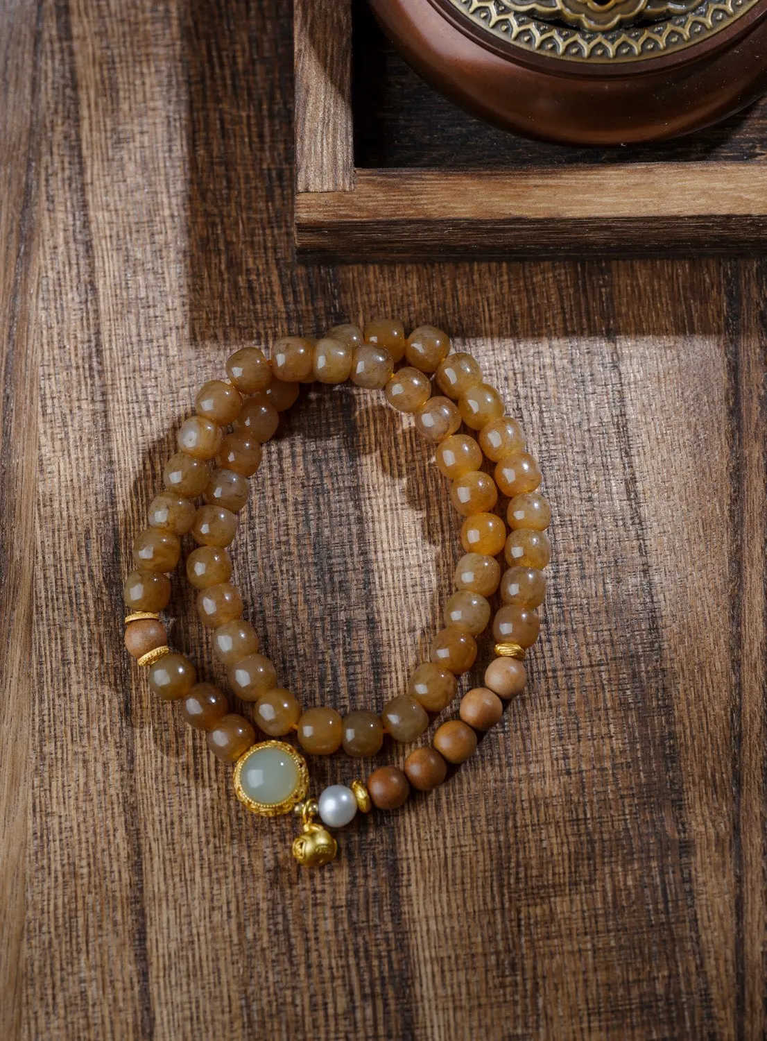

Super High-Grade Qiemo Sugar Hetian Jade 6*7 Bracelet with Sandal Same Color High-Grade All-Match Durable White