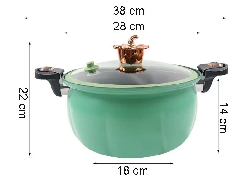 Panela de Pressão de Abóbora Laranja 5L para Fogão a Gás e Indução