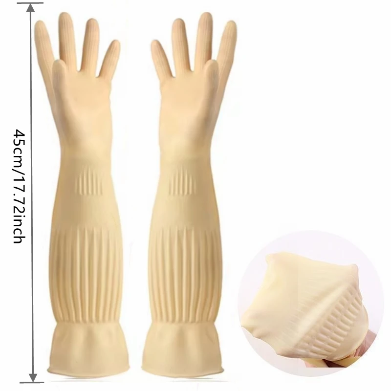 Household Cleaning Dishwashing Gloves Long Reusable Rubber Gloves for Kitchen Housework Dishes Cars Gardening Waterproof Cleaning Gloves