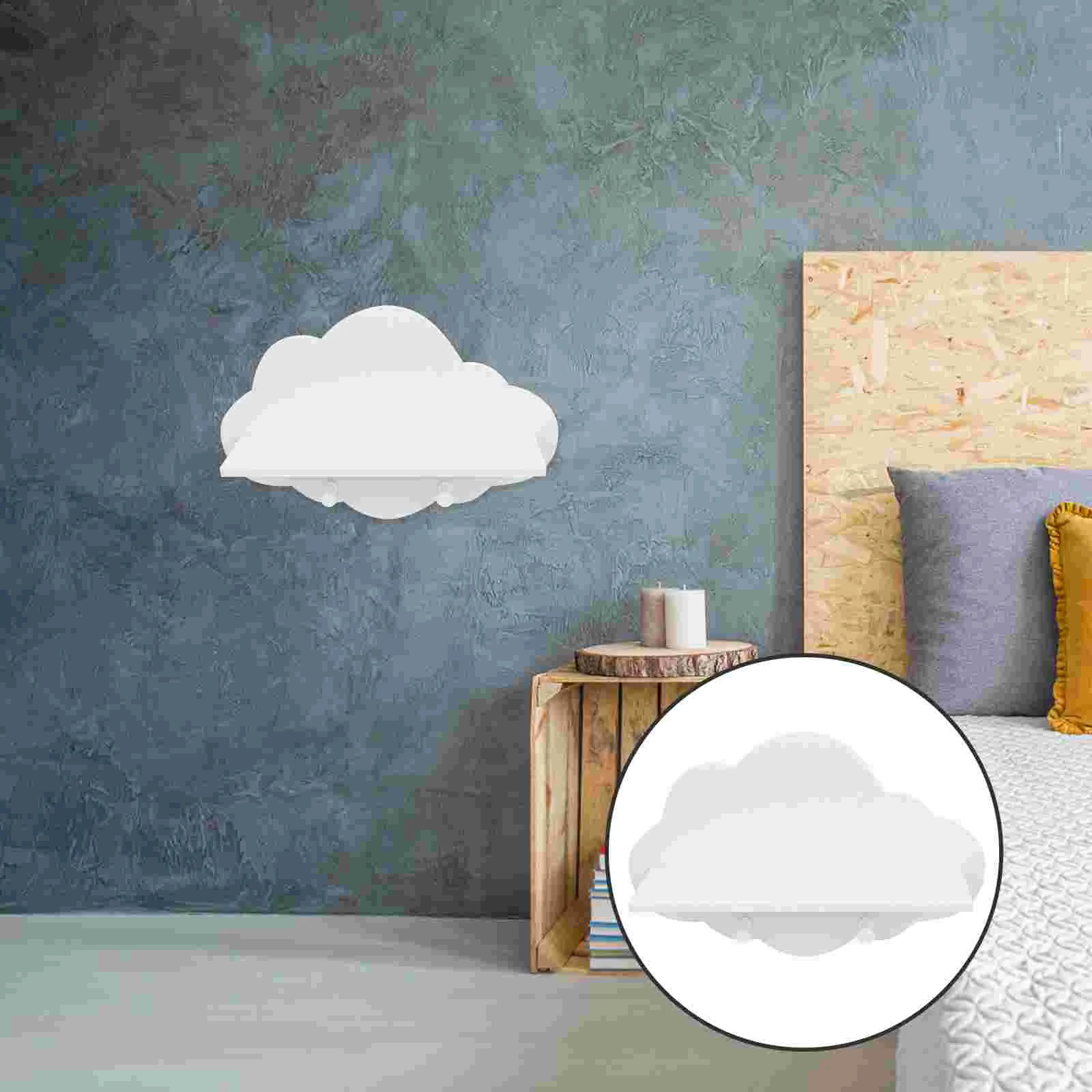 

Punch Free Wooden Cloud Shape Baffle Shelf Floating Shelf Wall Mounted Wood Wall Shelf for Home Kitchen Perforated Shelves