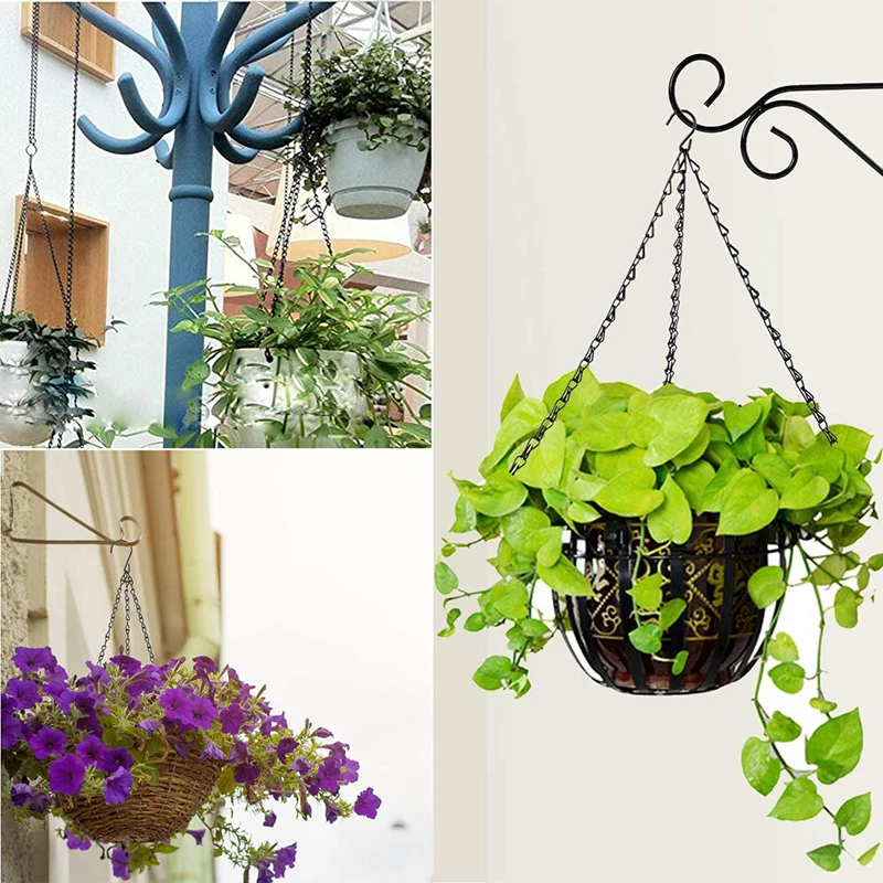 1pc 40cm Garden Basket Hanging Metal Chains Flower Planter Pots Holder  3/4  Point Plant Hanger Home Garden Tools