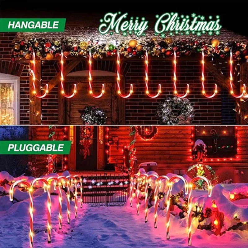 Solar Power LED Candy Cane Lights Christmas Party Decor Outdoor Garden Solar Lamp For Patio Pathway Street Yard_voghion.com