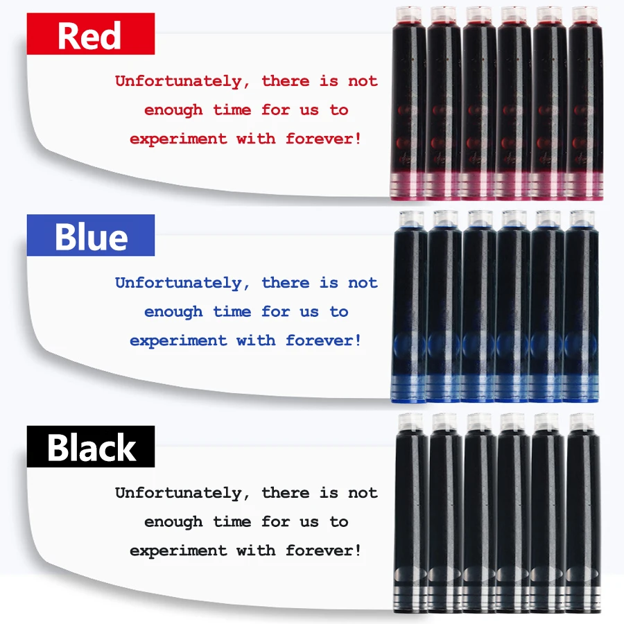 30pcs/50pcs/100pcs 3.4mm Fountain Pen Ink Cartridges School Office Supplies Pen Cylinders Black Blue Red Colors Available 2
