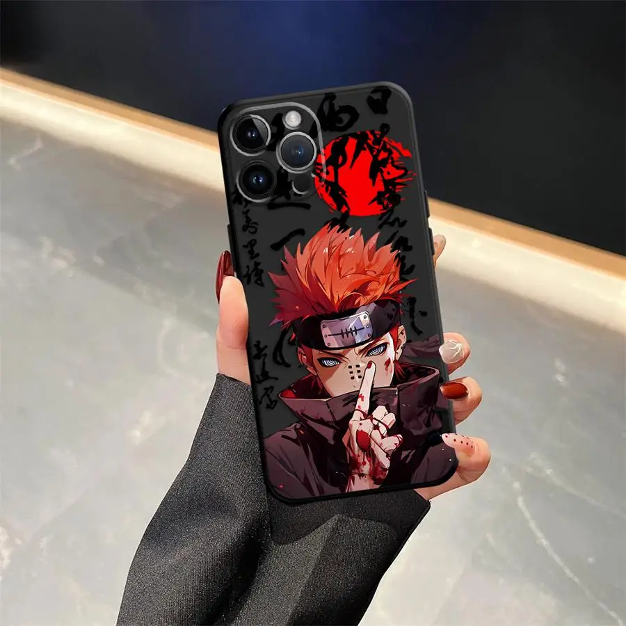 Black Soft Phone Cover Case with Naruto Akatsuki Cloud Design