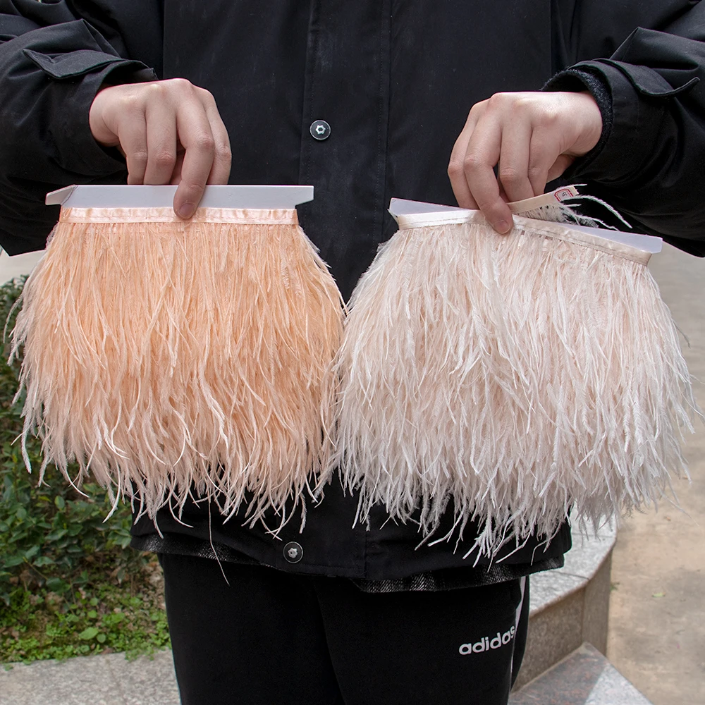 타조 깃털 트림 프린지, 천연 타조 깃털 리본 레이스, 코스튬 원피스 및 스커트 재봉용, 8-10 cm, 3-4 인치, 인기 판매