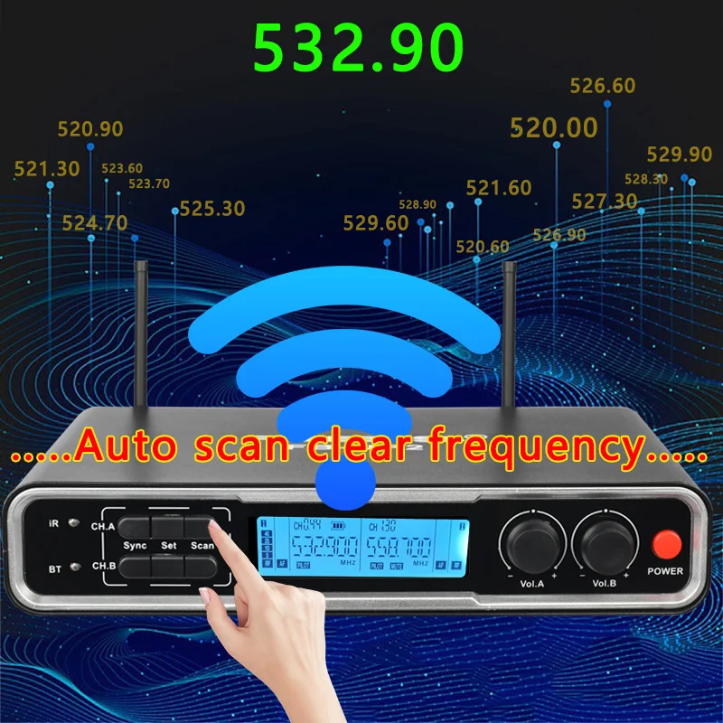 Freeboss Bluetooth Wireless Microphone Rechargeable UHF Dual Ways Transmitter Dynamic Mic for Home Karaoke System Party FB-UP2