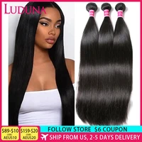 Luduna Straight Bundles Human Hair Brazilian Human Hair Bundles Remy Extensions 1/3/4 Bundle Deal Weave Double Weft Hair Weaving 1