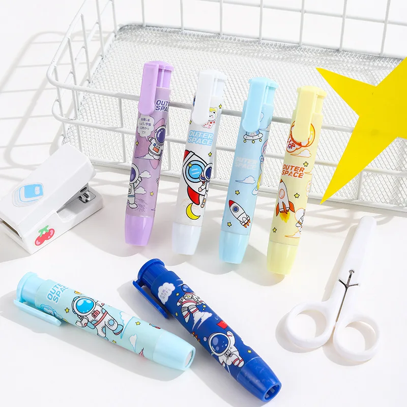 Kawaii Space Travel Astronaut Press Type Soft Rubber Eraser for Students School Office Supplies Cool Prizes Stationery
