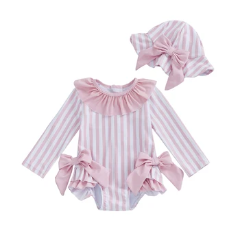 Striped Bow Swimsuit Set 1