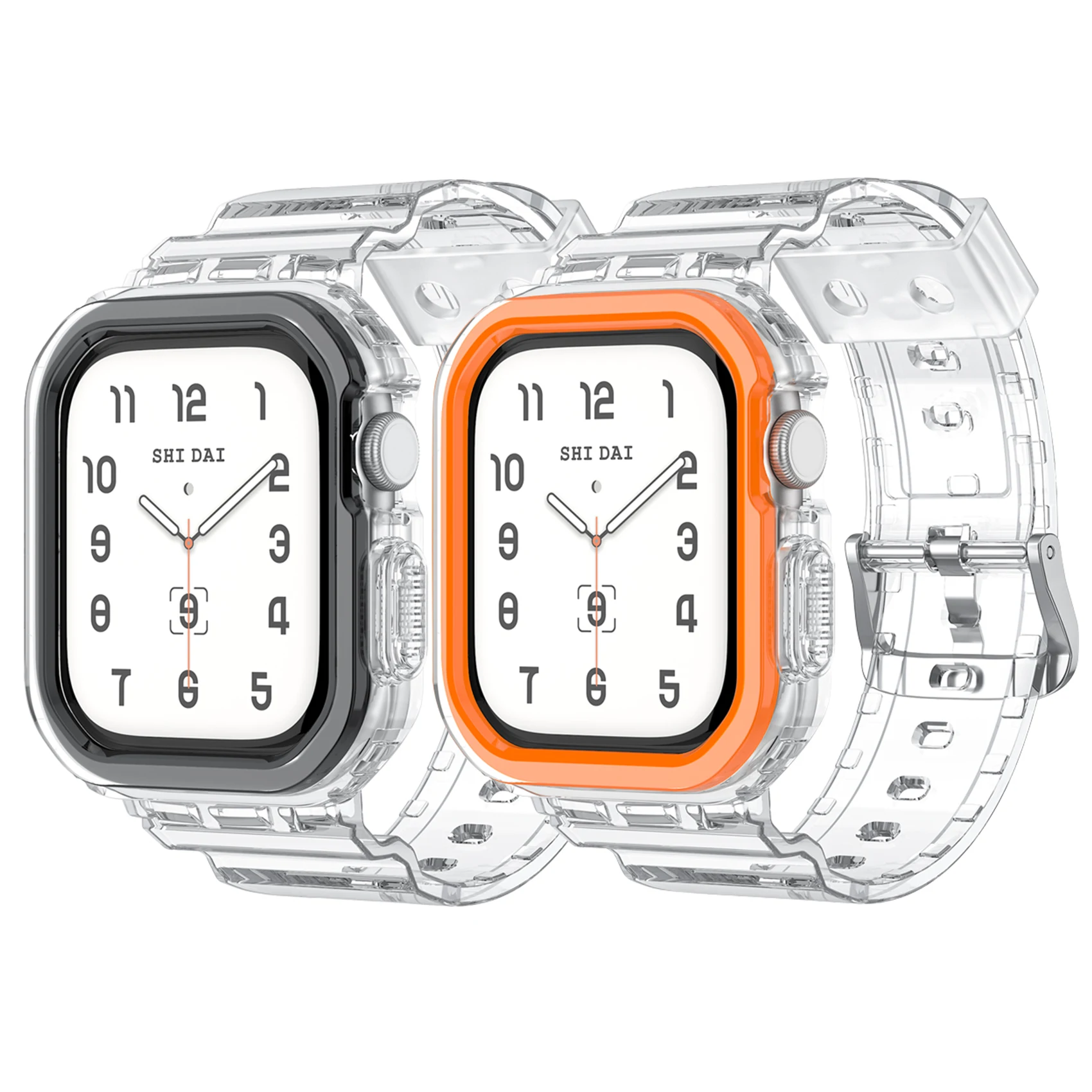 Transparent Silicone Band and Case for Smartwatch - Sport Strap, Ashion Design