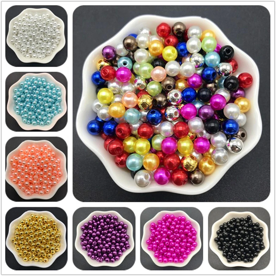 Acrylic Beads 4mm 6mm 8mm 10mm Imitation Pearls Round Pearl Spacer Loose For Jewelry Making