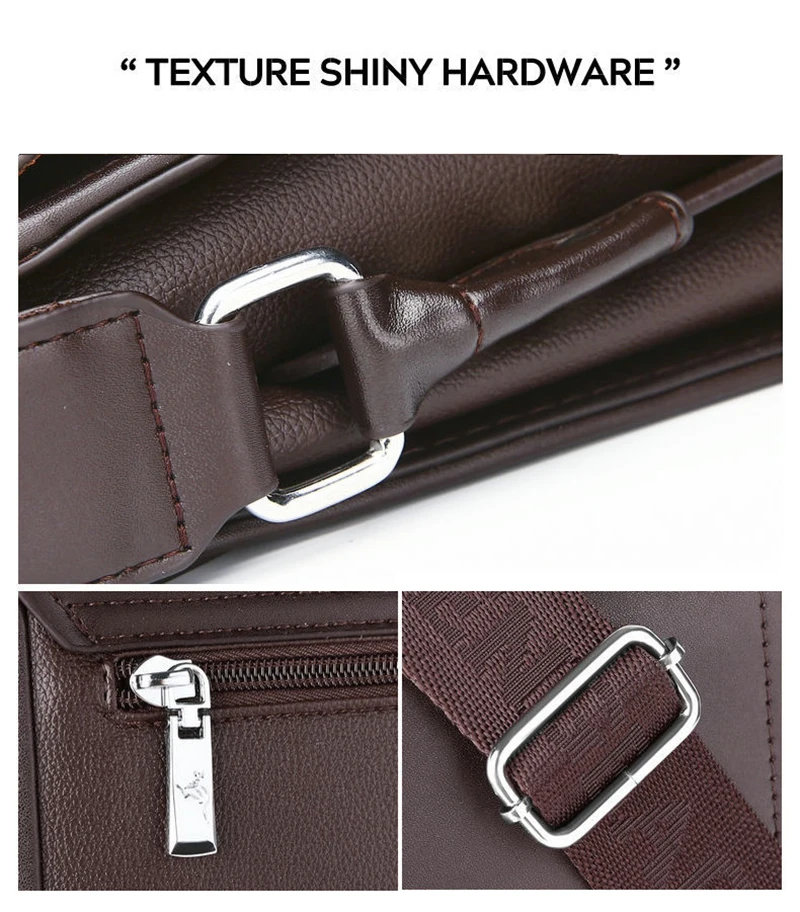 Men's Messenger Shoulder Briefcases PU Leather Executives Designer Business Office A4 Ipad Portfolio Side Crossbody Bag Male