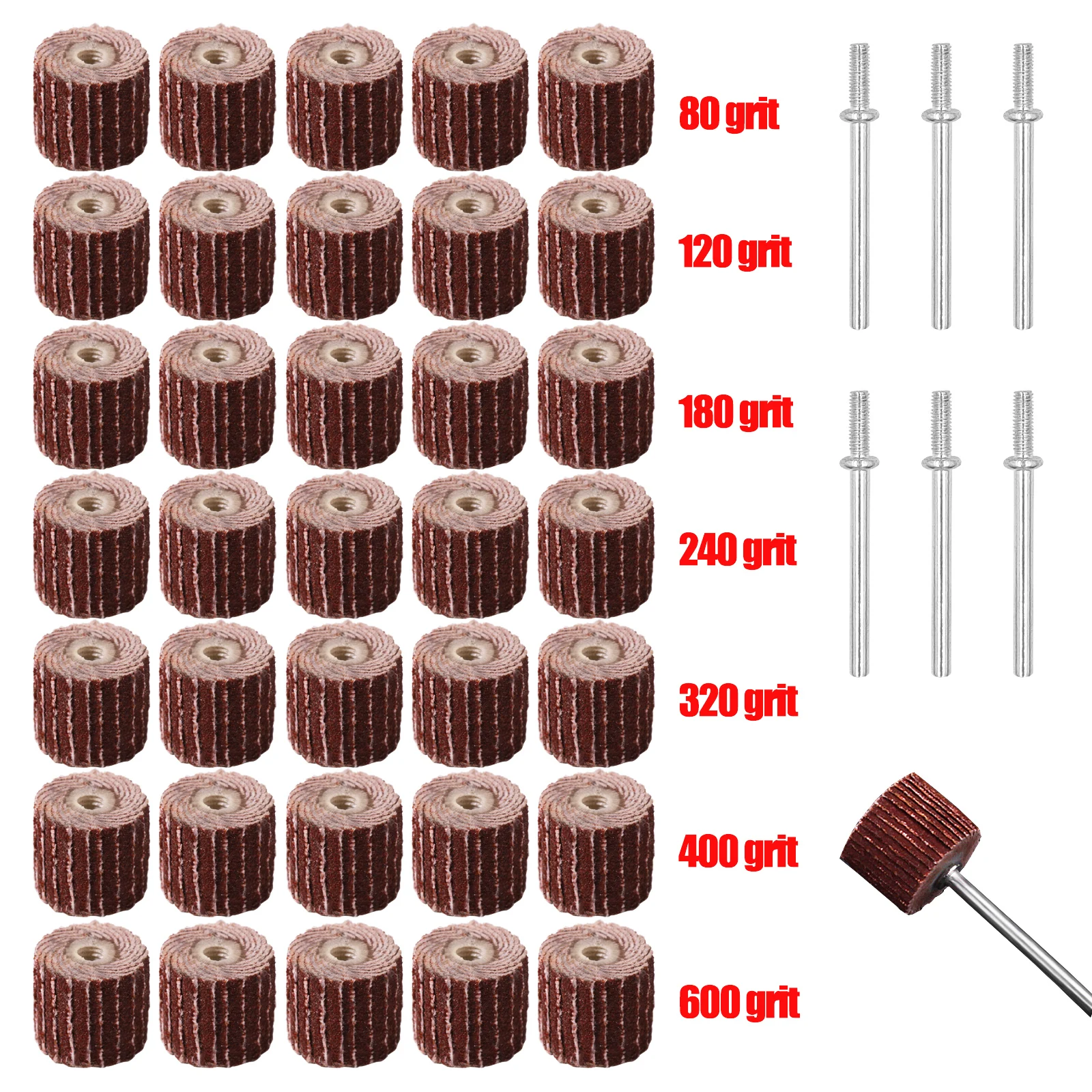 40pcs Flap Sanding Wheel Kit Abrasives Die Grinder Flapper Sander For