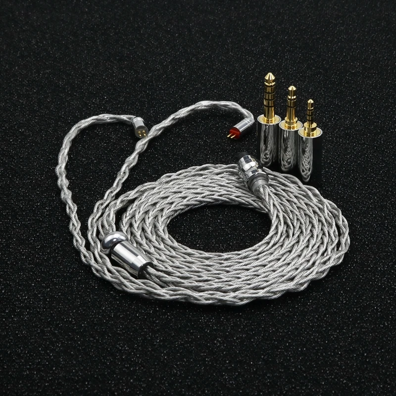 XINHS 8 Cores Graphene Upgrade Modular Cable LITZ Structure Single Crystal Copper Plated Silver Earphone Line