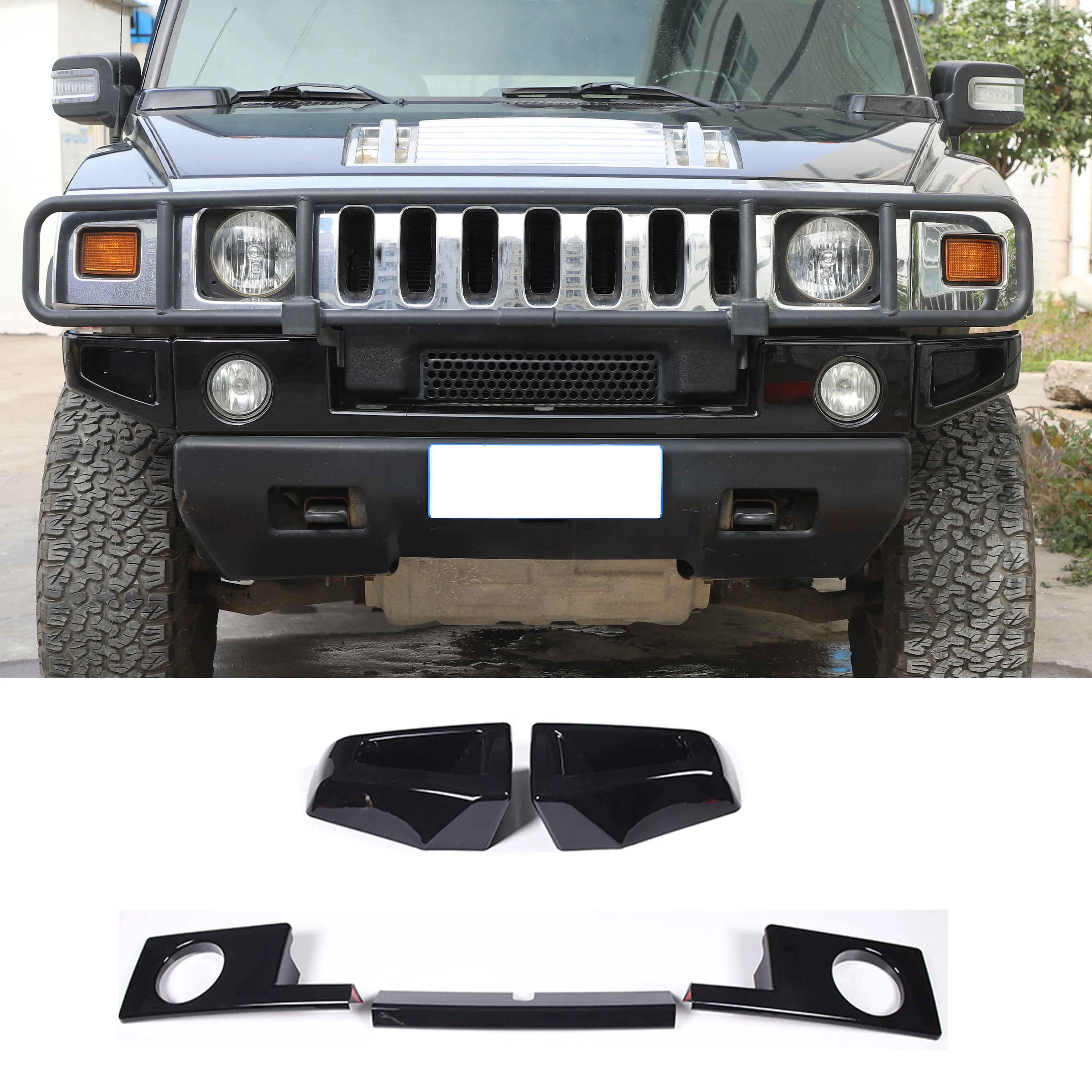 Für Hummer H2 2003-2009 ABS Silber Auto Vorderen stoßfänger lower