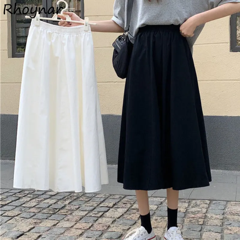 

Юбка Женская средней длины с высокой талией, базовая Повседневная миди-юбка для отпуска, темпераментная одежда для колледжа, лето 2023