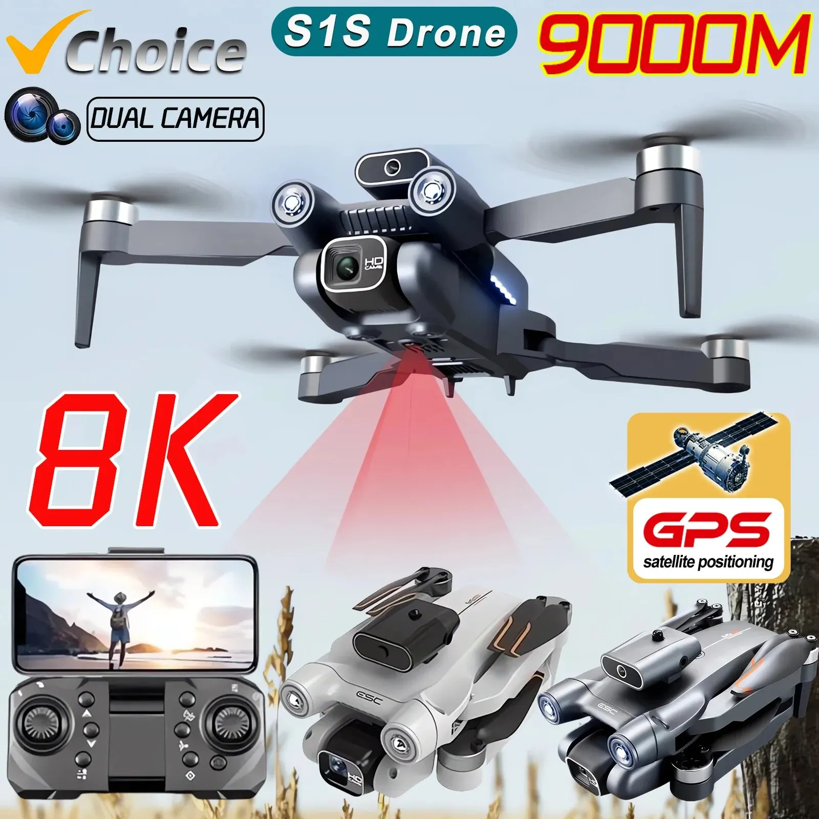 S1S Brushless Drone 4k Professional 8K HD Camera 5G Wifi FPV Obstacle Avoidance Aerial Photography Foldable Quadcopter RC Dron