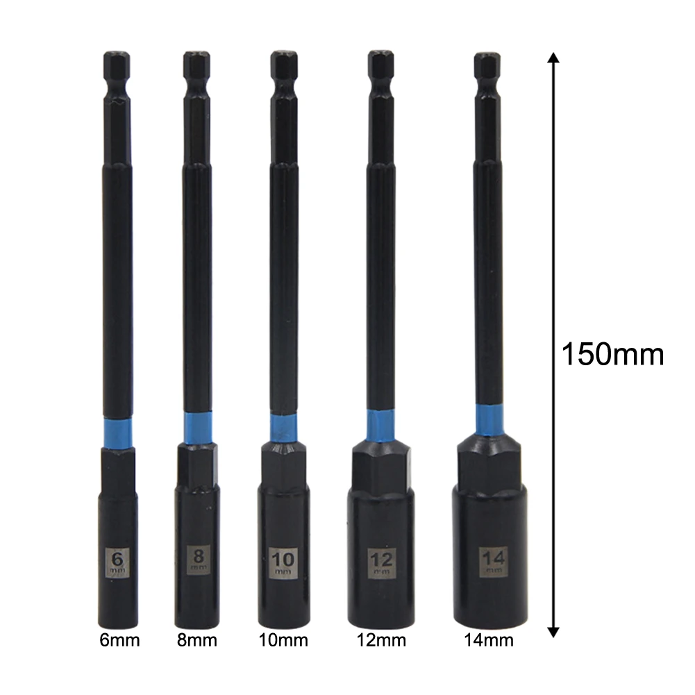 1/5PCS 150mm Sechskantmutter Fahrer Bohrer Adapter Steckschlüssel Verlängerung Hülse 6-14mm Für Bohrmaschinen treiber Buchse Kit – Detail 4