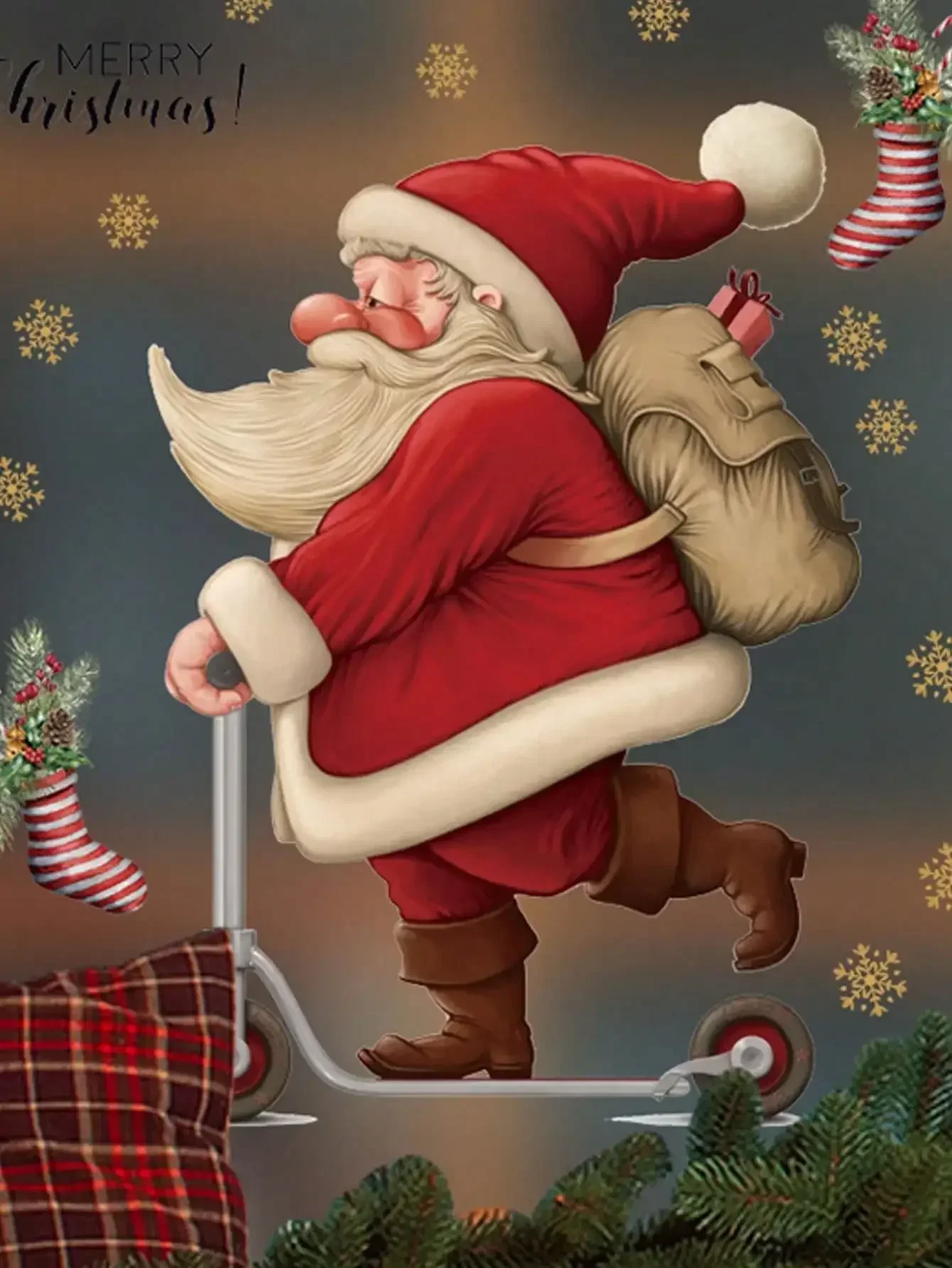 Santa Claus Christmas Wall Stickers Shop Window Glass School Activity Decoration