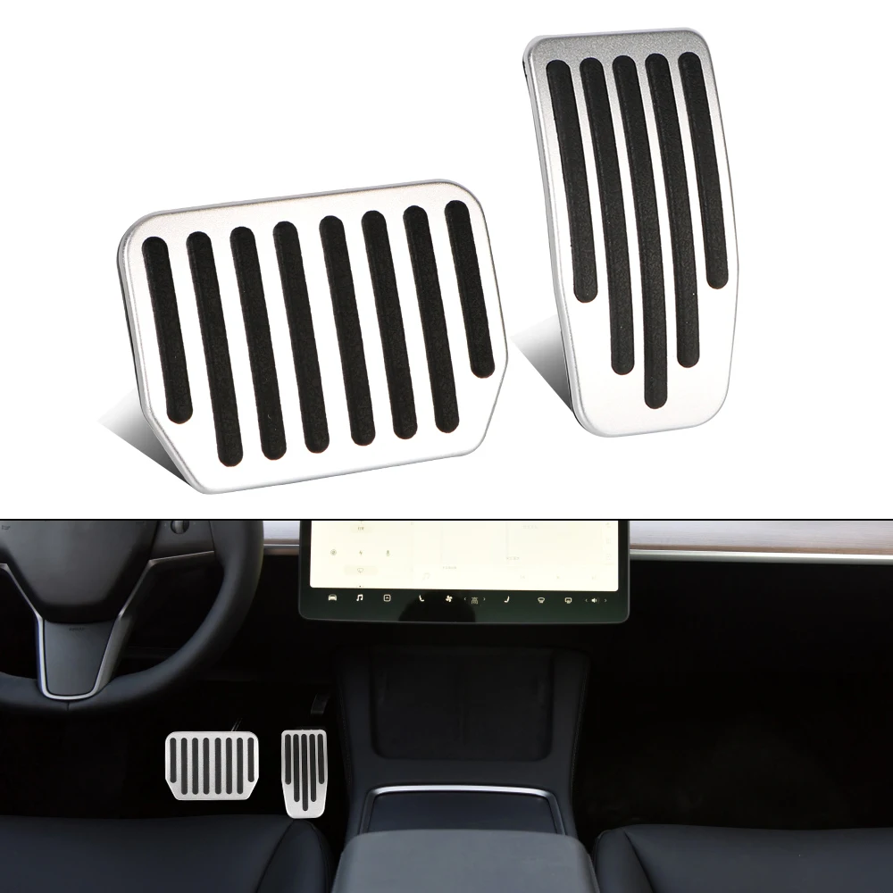 Car Pedal Brake Pad Foot Cover Holder Interior Accelerator Protector Aluminum Alloy Sticker Auto Accessories For Tesla Model 3 Y