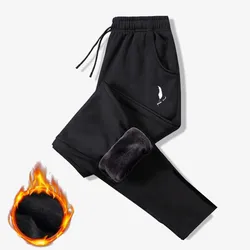 Fashion Men's Winter Warm Straight Pants Thermal Fleece Trousers Middle Waist Fur Fleece Lined Jogger Sweatpants For Male