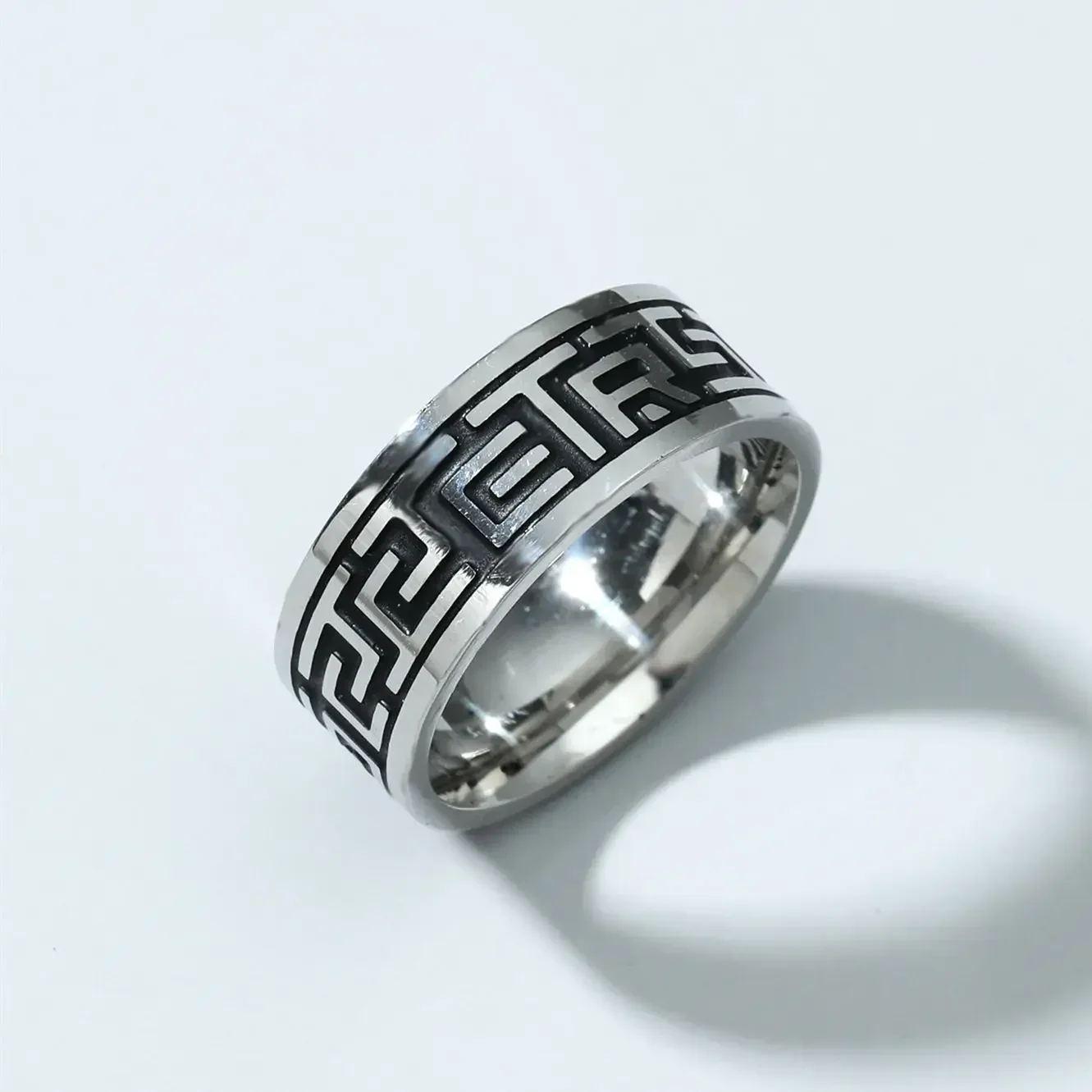 8mm Black Pattern Ring For Both Men and Women Holiday Gifts